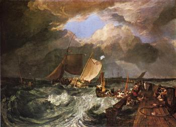 Joseph Mallord William Turner : Calais Pier, with French Poissards Preparing for Sea,an English Packeet Arriving